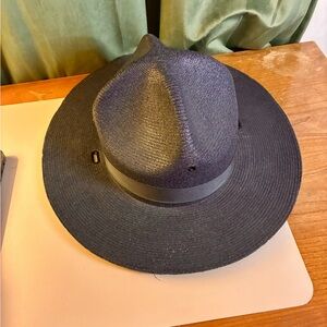 The Lawman Genuine Milan Mens Straw Western Fedora Style Hat Black 7 1/4